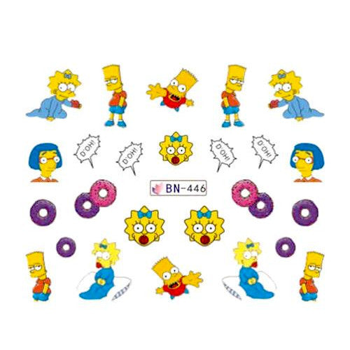 Water Transfer Sliders, Nail Art Decals, Bart Simpson, Multicolored. BN446 - BEADED CREATIONS