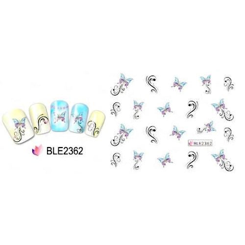 Water Transfer Sliders, Nail Art Decals, Butterflies, Purple, Blue, Black. BLE2362 - BEADED CREATIONS