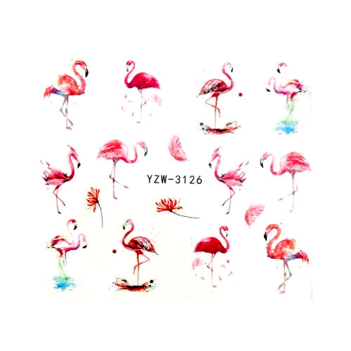 Water Transfer Sliders, Nail Art Decals, Flamingos, Birds, Pink, 3216 - BEADED CREATIONS