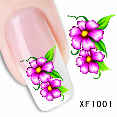 Water Transfer, Nail Art Decals, Flowers, Pink. XF1001 - BEADED CREATIONS