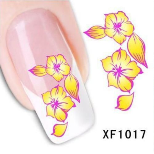 Water Transfer, Nail Art Decals, Flowers, Pink, Yellow. XF1017 - BEADED CREATIONS