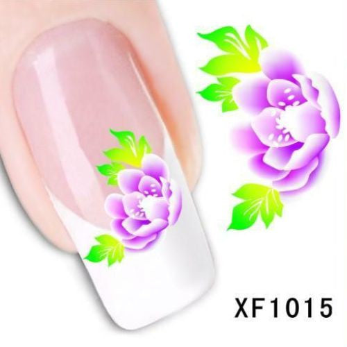 Water Transfer, Nail Art Decals, Flowers, Purple, Blue. XF1015 - BEADED CREATIONS