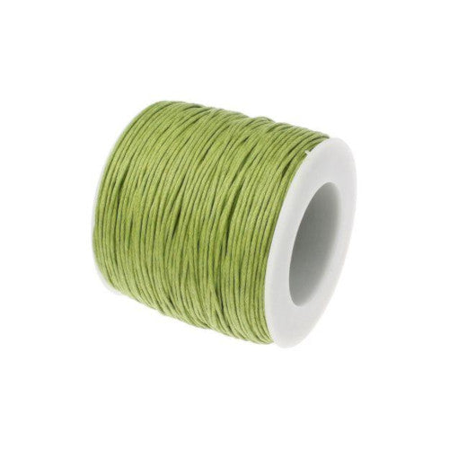 Waxed Cotton Cord, Apple Green, 1mm, 25-Meter Spool - BEADED CREATIONS