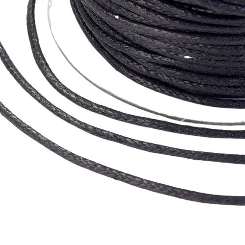 Waxed Cotton Cord, Black, 1.5mm - BEADED CREATIONS