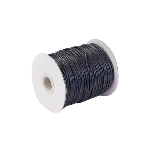 Waxed Cotton Cord, Black, 1.5mm - BEADED CREATIONS