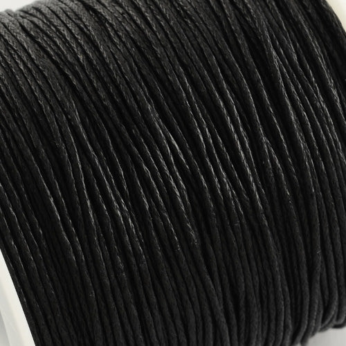Waxed Cotton Cord, Black, 1mm - BEADED CREATIONS