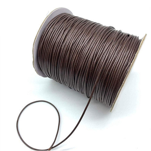 Waxed Cotton Cord, Dark Brown, 2mm - BEADED CREATIONS