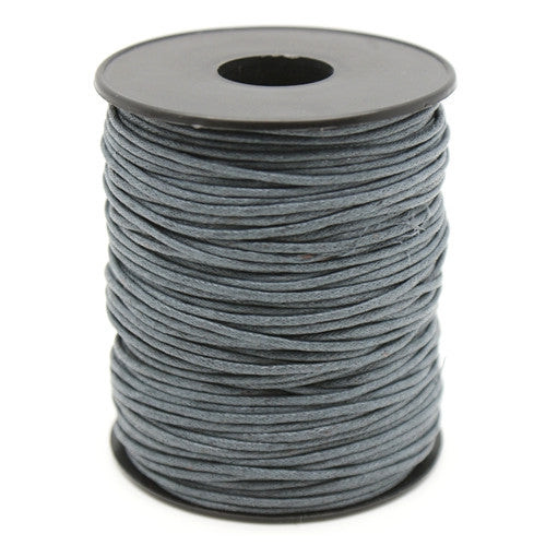 Waxed Cotton Cord, Dark Grey, 1.5mm - BEADED CREATIONS
