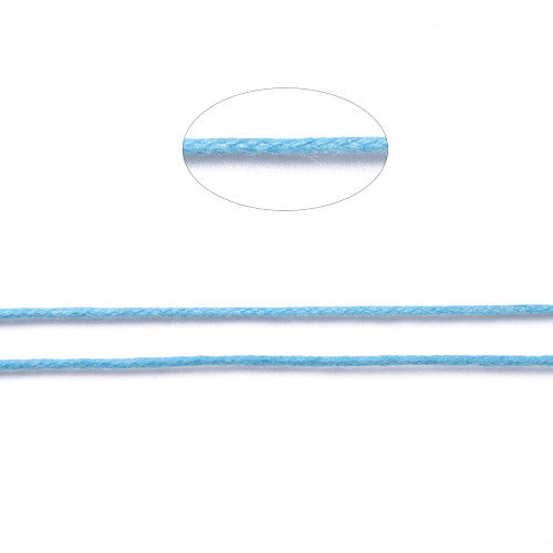 Waxed Cotton Cord, Light Sky Blue, 1mm - BEADED CREATIONS