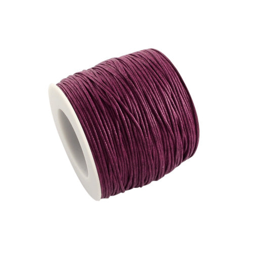 Waxed Cotton Cord, Medium Violet Red, 1mm - BEADED CREATIONS