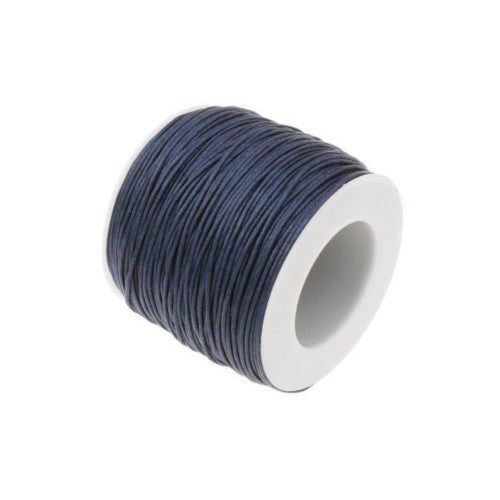Waxed Cotton Cord, Navy Blue, 1mm, 25-Meter Spool - BEADED CREATIONS
