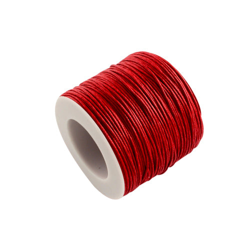 Waxed Cotton Cord, Red, 1mm - BEADED CREATIONS