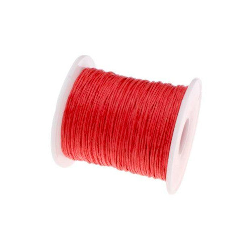 Waxed Cotton Cord, Red, 1mm, 25-Meter Spool - BEADED CREATIONS