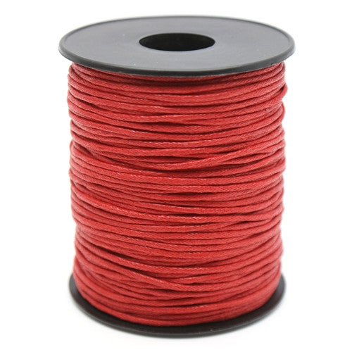 Waxed Cotton Cord, Red, 2mm - BEADED CREATIONS