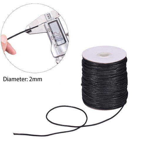 Waxed Cotton Cord, Black, 2mm – BEADED CREATIONS