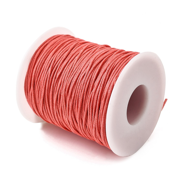 Waxed Cotton Cord, Light Coral, 1mm - BEADED CREATIONS