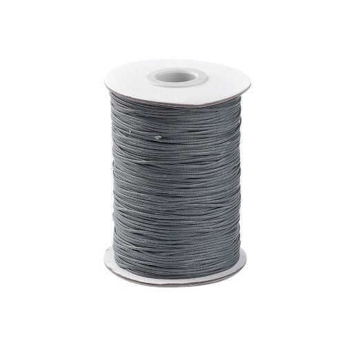 Waxed Polyester Cord, Dark Grey, 1mm - BEADED CREATIONS