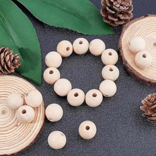 Wood Beads, Round, Raw, Uncoated, 15mm - BEADED CREATIONS