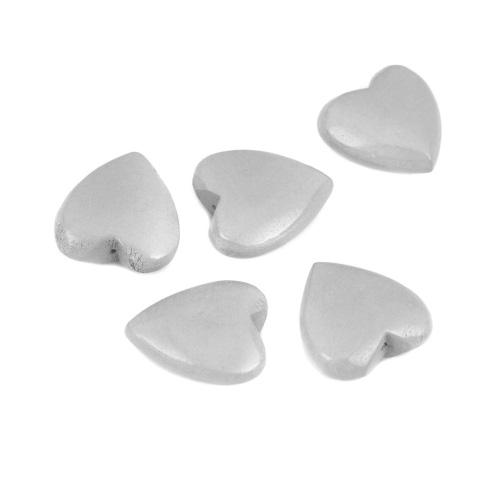 Wood Heart Beads, Half Drilled, Grey, 22mm - BEADED CREATIONS