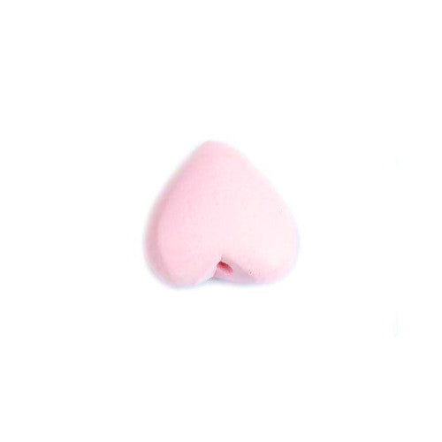 Wood Heart Beads, Half Drilled, Light Pink, 22mm - BEADED CREATIONS