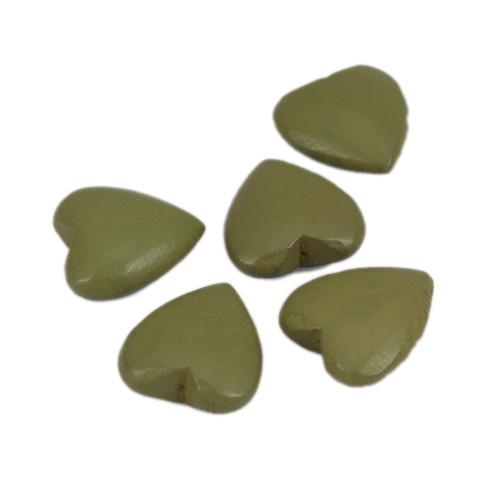 Wood Heart Beads, Half Drilled, Olive Green, 22mm - BEADED CREATIONS