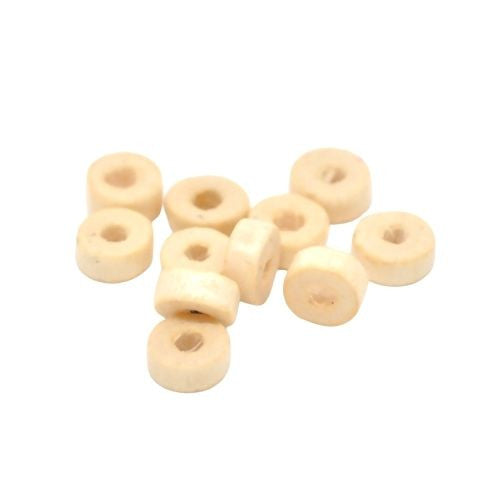 Wood Spacer Beads, Flat, Round, Natural, Raw, Uncoated, 8mm - BEADED CREATIONS