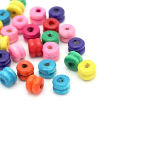 Wood Spacer Beads, Natural, Painted, Dumbbell, Assorted, 6mm - BEADED CREATIONS