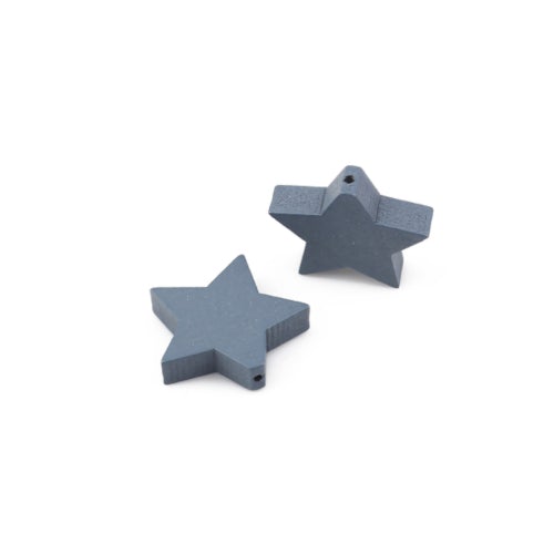Wood Star Beads, Natural, Grey, 17mm - BEADED CREATIONS