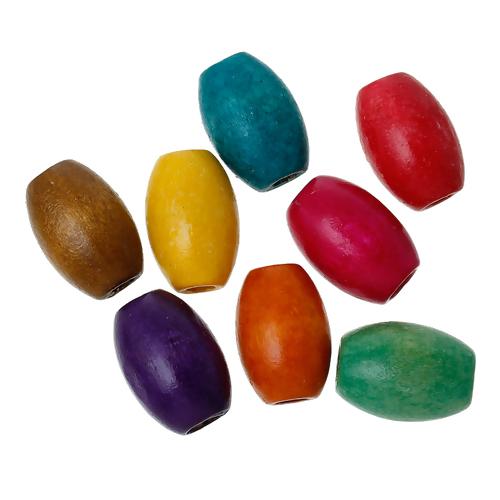 Wood Beads, Barrel, Mixed Colors, 15mm - BEADED CREATIONS