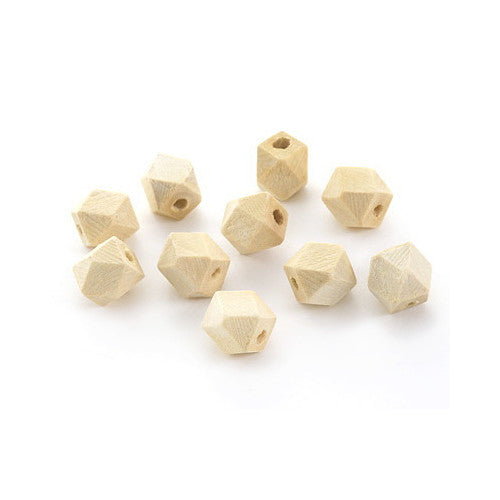 Wood Beads, Geometric, Hexagon, Natural, Raw, 10mm - BEADED CREATIONS