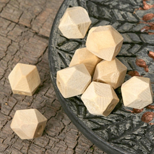 Wood Beads, Geometric, Hexagon, Natural, Raw, 10mm - BEADED CREATIONS