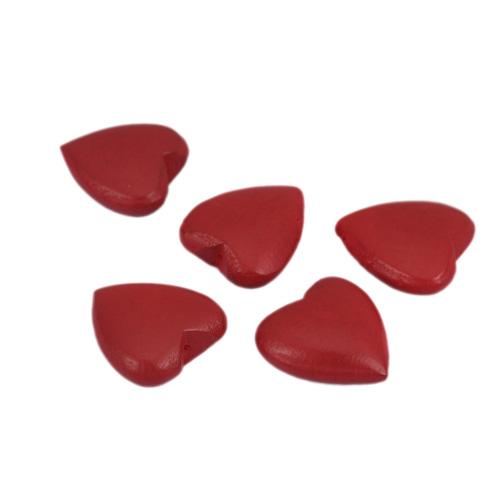 Wood Beads, Heart, Half-Drilled, Dark Red, 22mm - BEADED CREATIONS