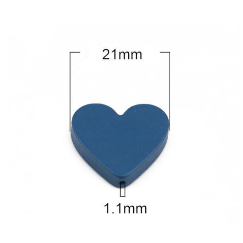 Wood Beads, Heart, Painted, Blue, 19mm - BEADED CREATIONS