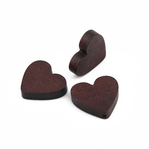 Wood Beads, Heart, Painted, Dark Brown, 19mm - BEADED CREATIONS