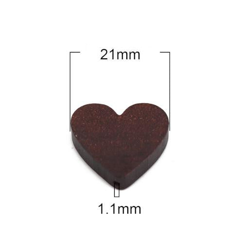 Wood Beads, Heart, Painted, Dark Brown, 19mm - BEADED CREATIONS