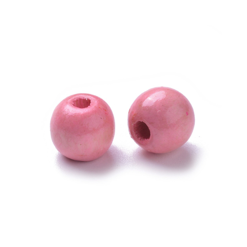 Wood Beads, Round, Dyed, Pink, 12mm - BEADED CREATIONS