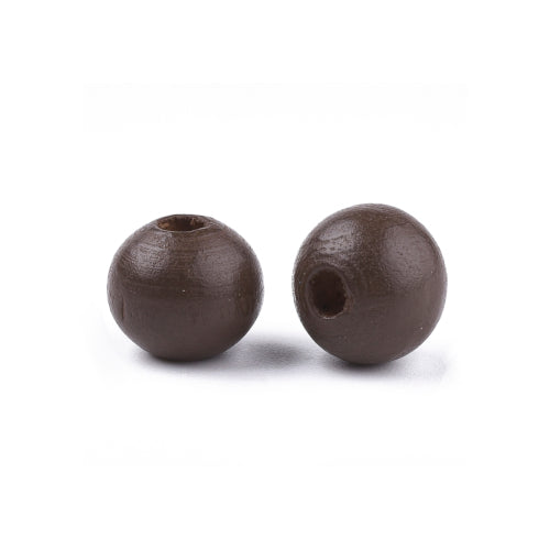 Wood Beads, Round, Painted, Coconut Brown, 10mm - BEADED CREATIONS