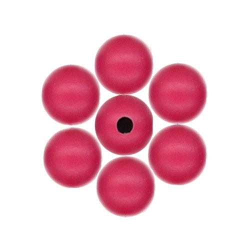 Wood Beads, Round, Painted, Magenta, 10mm - BEADED CREATIONS