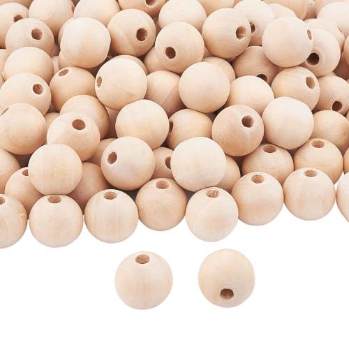 Wood Beads, Round, Raw, Uncoated, 15mm - BEADED CREATIONS