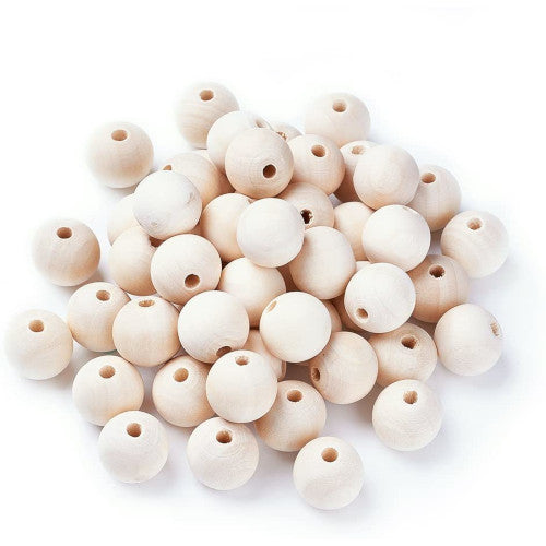 Wood Beads, Round, Raw, Uncoated, 8mm - BEADED CREATIONS