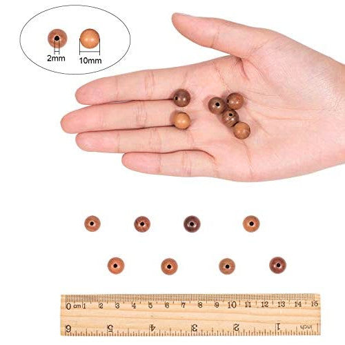 Wood Beads, Round, Raw, Varnished, Brown, 10mm - BEADED CREATIONS