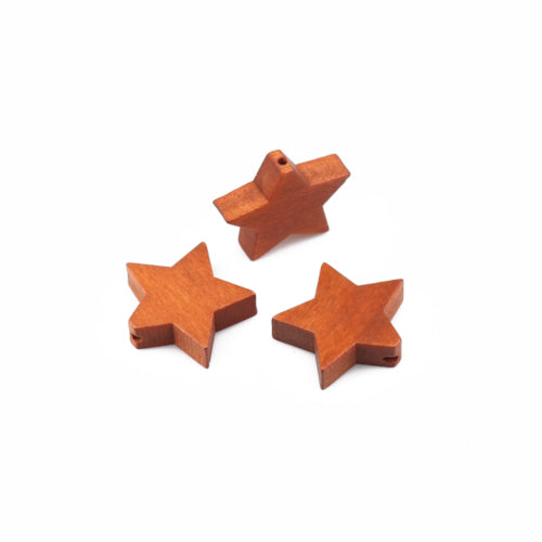 Wood Beads, Star, Light Brown, 17mm - BEADED CREATIONS