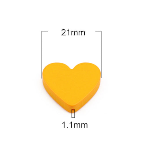 Wood Heart Beads, Painted, Yellow, 19mm - BEADED CREATIONS