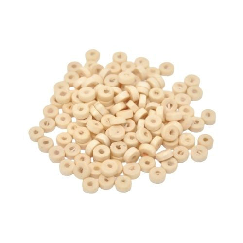 Wood Spacer Beads, Heishi, Flat, Round, Raw, Uncoated, 8mm - BEADED CREATIONS