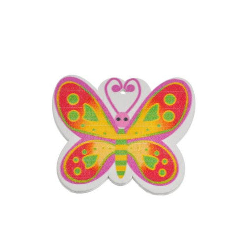 Wooden Pendants, Butterfly, Single-Sided, Painted, Multicolored, Assorted, 4.6cm - BEADED CREATIONS