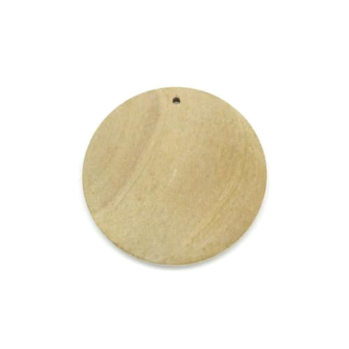 Wooden Pendants, Round, Natural, Raw, Top Drilled, 3cm - BEADED CREATIONS