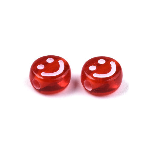 Acrylic Beads, Flat, Round, Transparent, Smiley Faces, Assorted, 10mm - BEADED CREATIONS