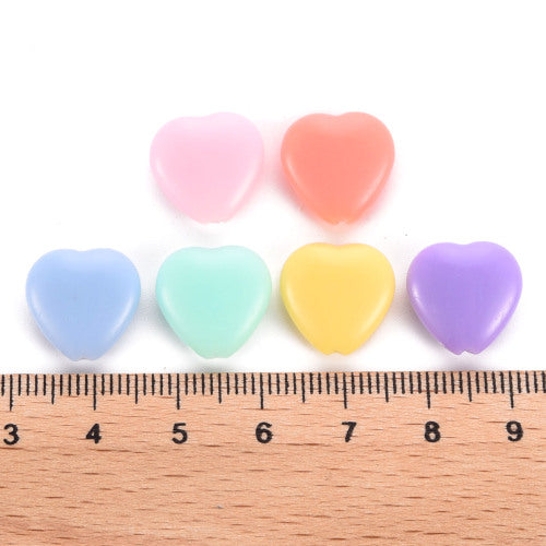 Acrylic Beads, Opaque, Hearts, Assorted Colors, 13.5mm - BEADED CREATIONS