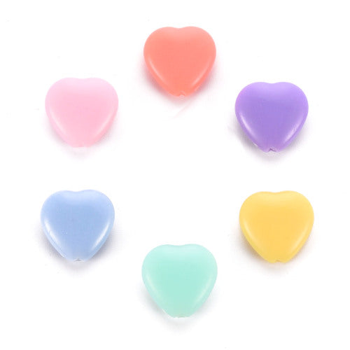 Acrylic Beads, Opaque, Hearts, Assorted Colors, 13.5mm - BEADED CREATIONS