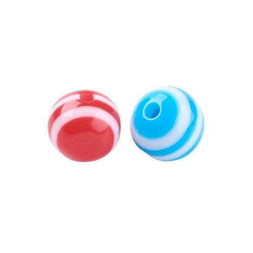 Acrylic Beads, Round, Bubblegum, Striped, Assorted, 8mm - BEADED CREATIONS
